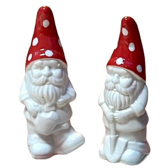 Red and White Garden Gnome -Salt and Pepper Shakers by Streamline Imagined 5” - Picture 2 of 6